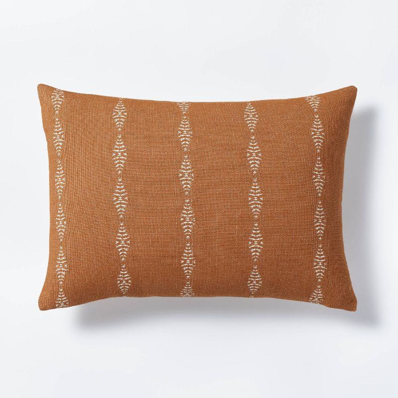 Woven Geo Striped Square Throw Pillow Brown/Cream - Threshold™ designed with Studio McGee | Target