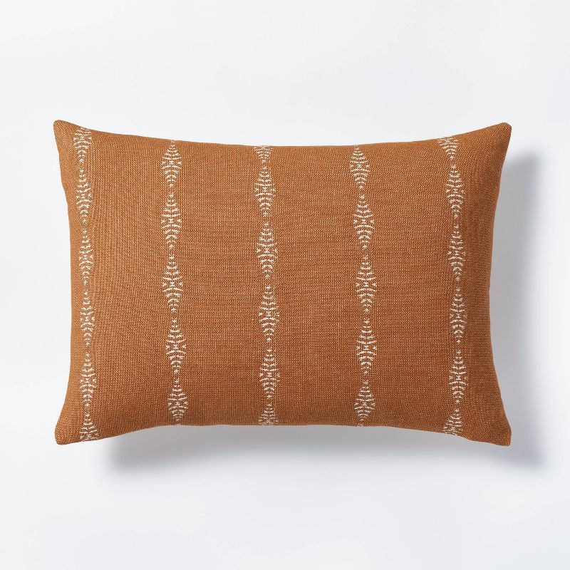 Woven Geo Striped Square Throw Pillow Brown/Cream - Threshold™ designed with Studio McGee | Target