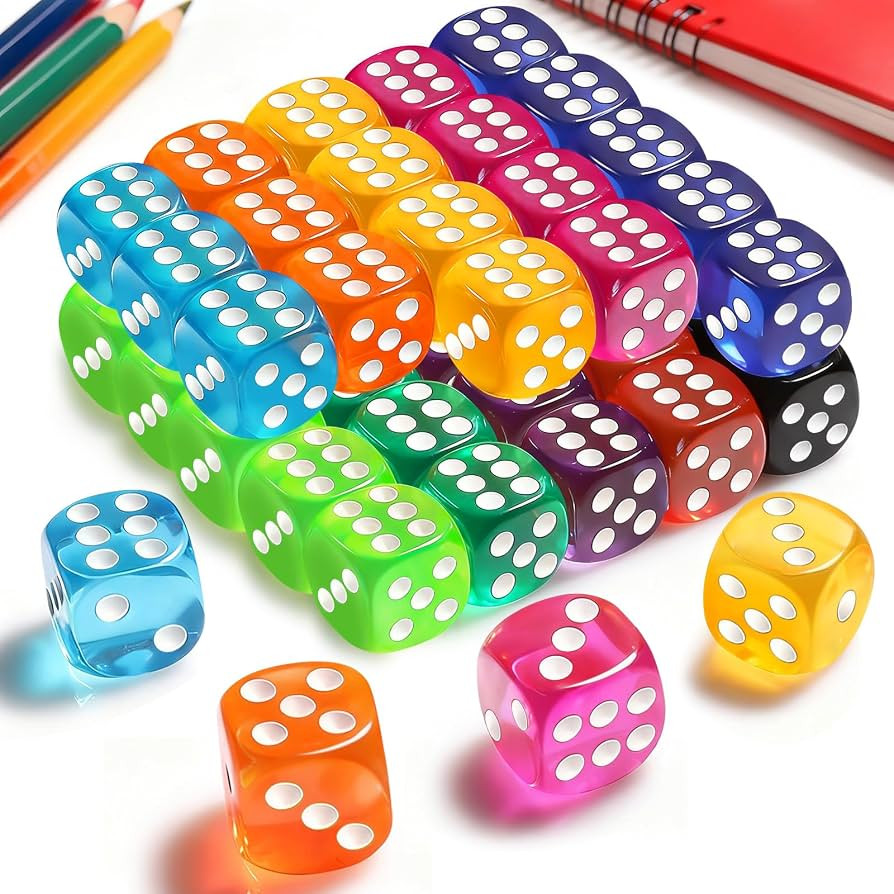 Winzwon 50 Pieces 14mm Dice Set, Colored Six-Sided Dice for Board Games | Amazon (US)