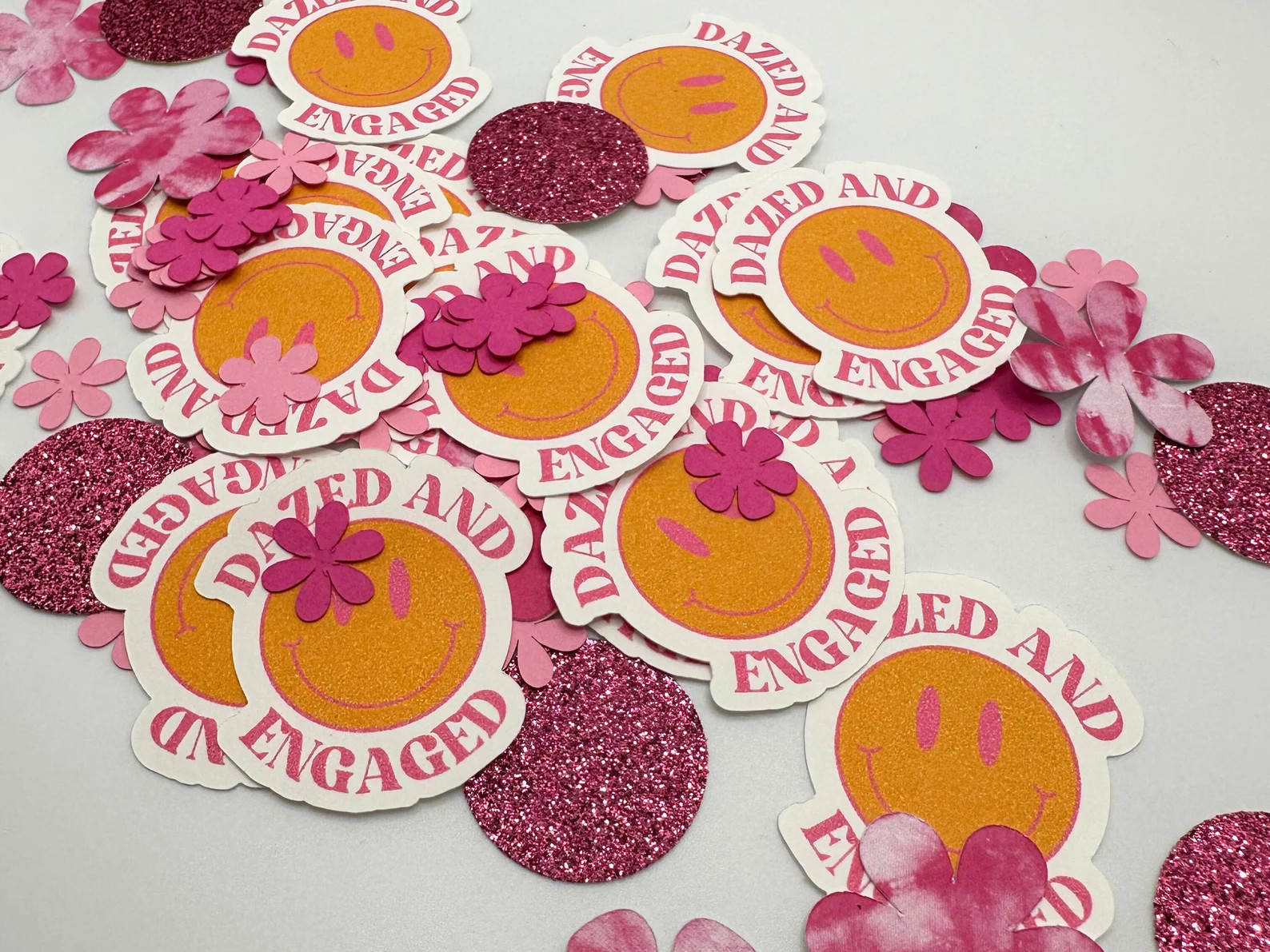 DAZED & ENGAGED Confetti Retro Bachelorette Retro Bridal Shower 70's Decor - Etsy | Etsy (US)