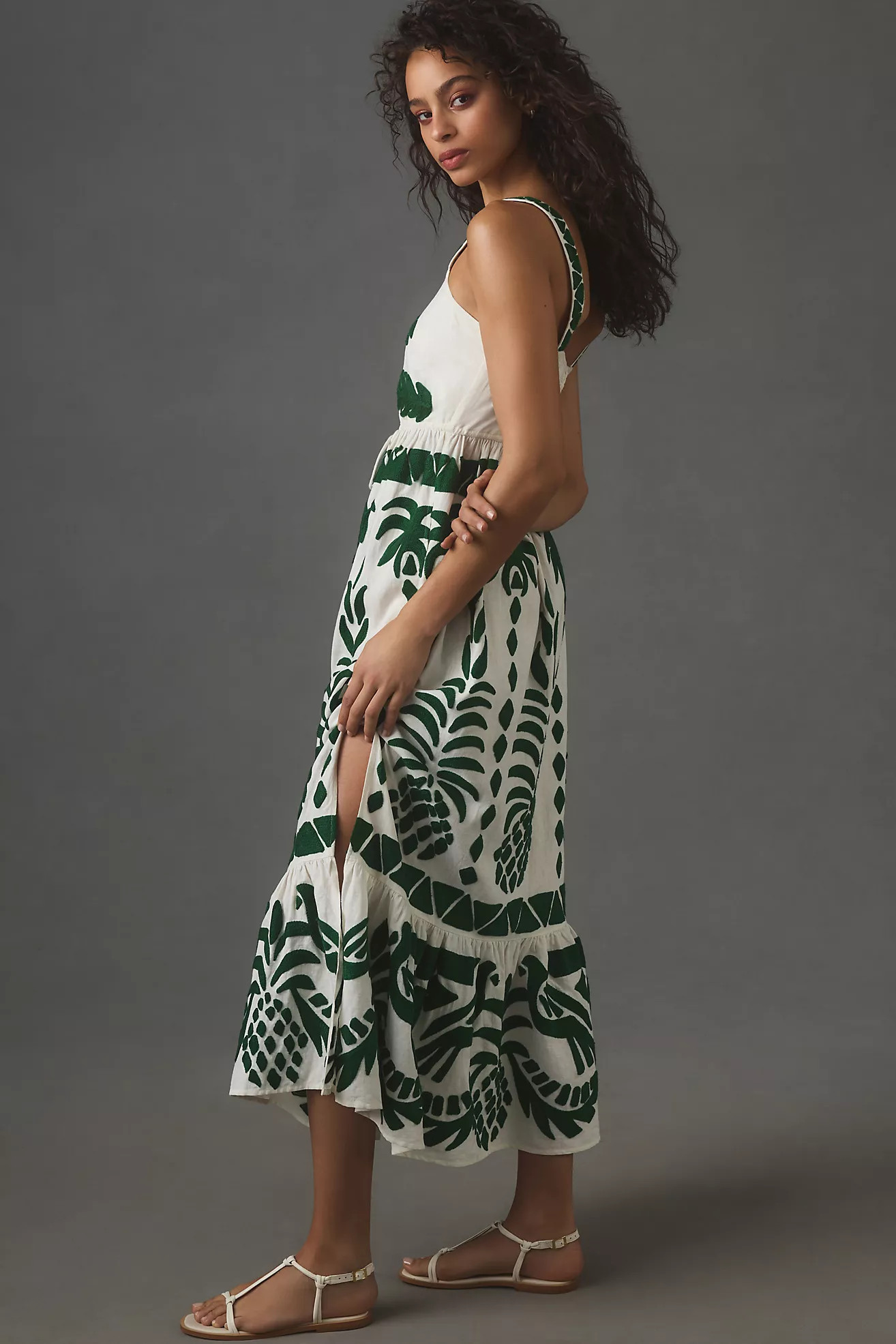 Farm Rio Sleeveless Embroidered Patchwork Midi Dress | Anthropologie (US)