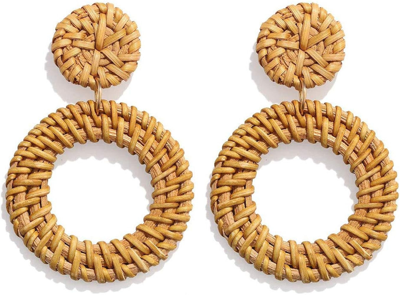 GVUSMIL Rattan Earrings for Women Wicker Earring Lightweight Woven Bohemian Handmade Straw Dangle... | Amazon (US)