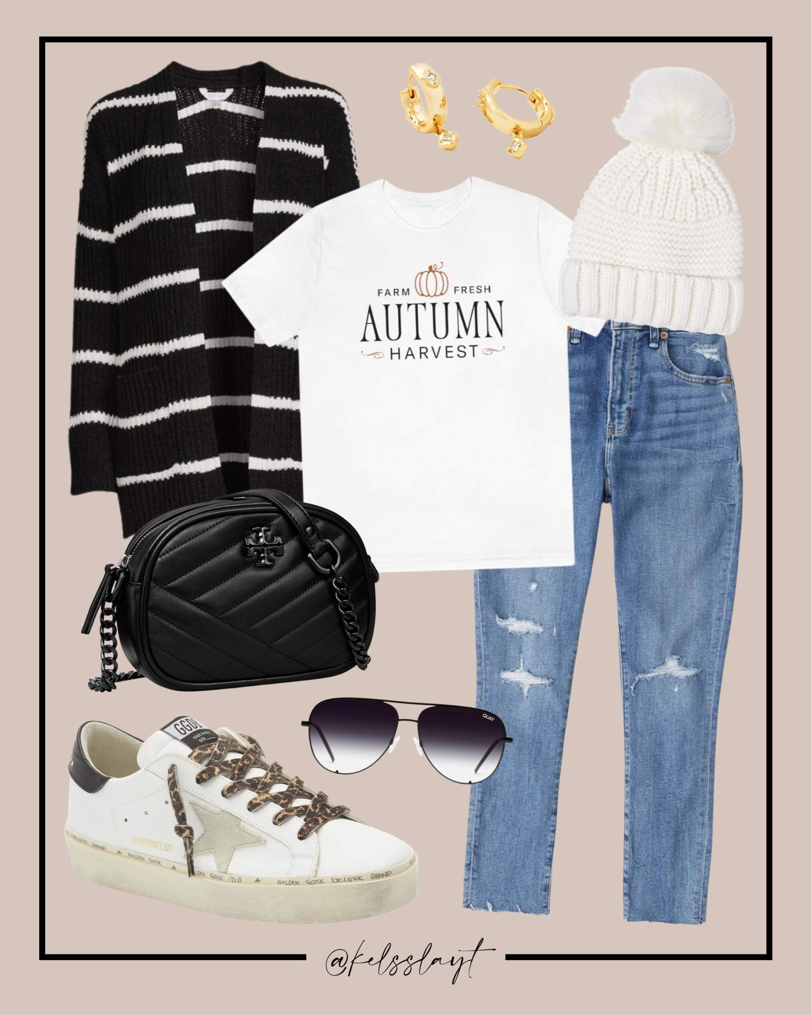 Outfit idea, Walmart fashion, graphic tee, Abercrombie jeans, golden goose, Tory Burch, beanie, Kendra Scott 

#LTKunder50 #LTKsalealert #LTKSeasonal