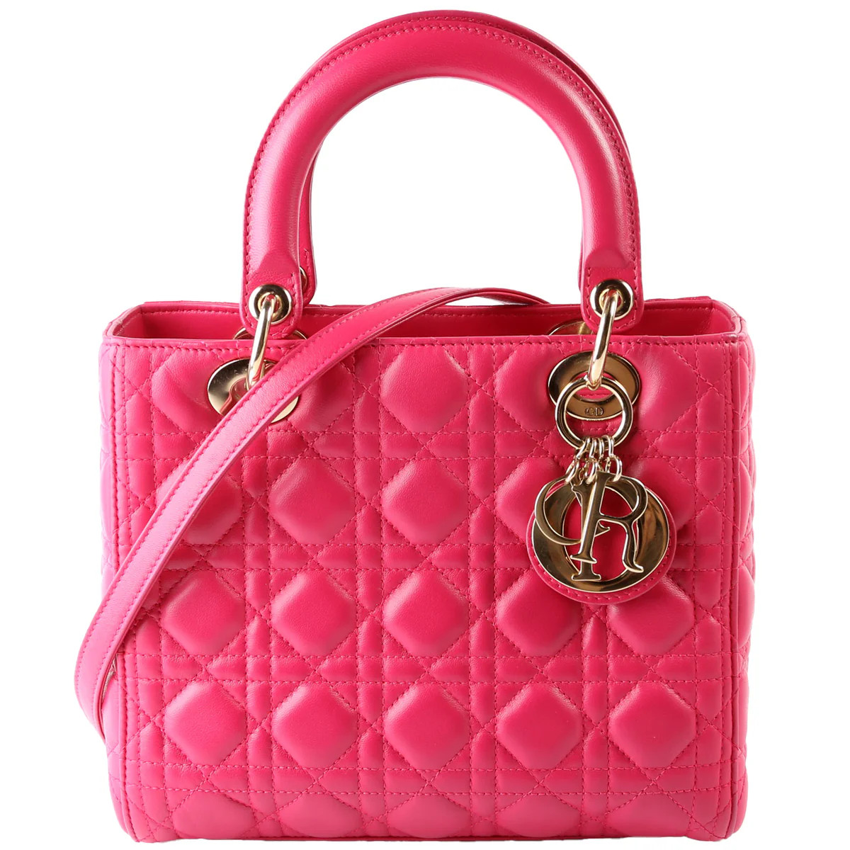 Lady Dior Medium Lambskin Pink | Keeks Designer Handbags