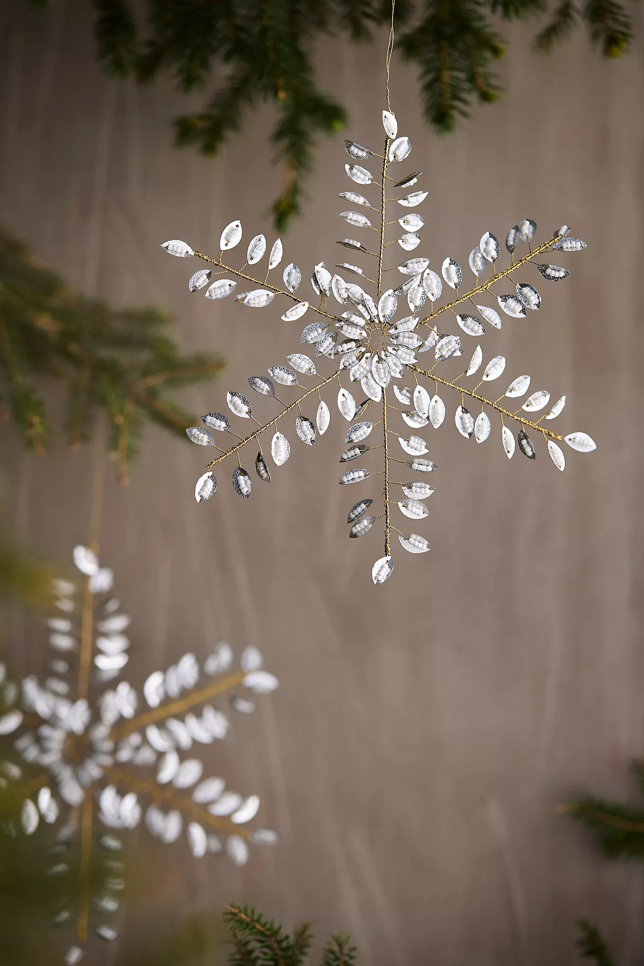 Giant Beaded Snowflake Ornaments, Set of 2 | Anthropologie (US)
