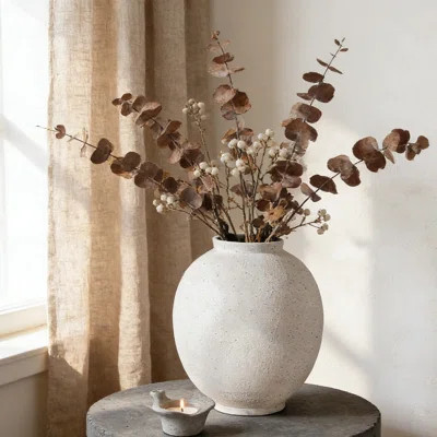 Large White Ceramic Vase 9.8" - Rustic Farmhouse & Minimalist Tall Vase For Living Room, Table, Bathroom, Holiday & Weddings | Wayfair North America