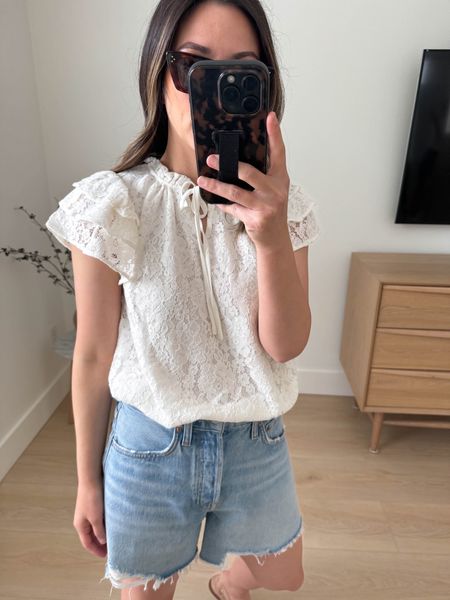 Fun lace top. Petite-friendly. Size up for more room. 

1 state top xs
Agolde shorts 25
Jeffrey Campbell flats 5.5

Spring outfits, summer outfits, petite style 

#LTKshoecrush #LTKfindsunder100 #LTKSeasonal