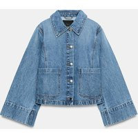 Zara - Z1975 Cropped Denim Jacket - Mid-Blue - L - Woman | Zara US
