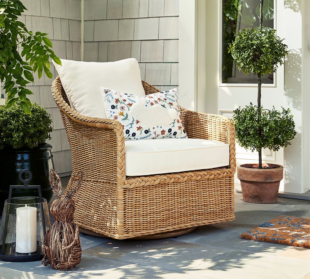 Westport Wicker Swivel Outdoor Lounge Chair | Pottery Barn (US)