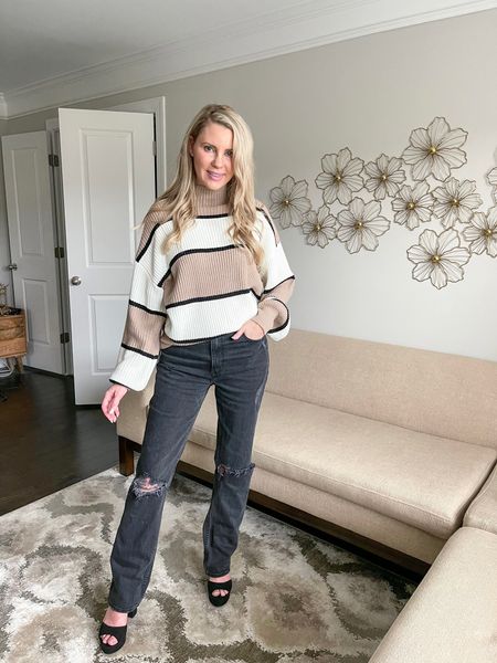 Love the neutral colors in this striped sweater!

Winter outfit, black jeans, platform heels, Shein, Abercrombie and Fitch, #competition

#LTKFind #LTKstyletip #LTKSeasonal