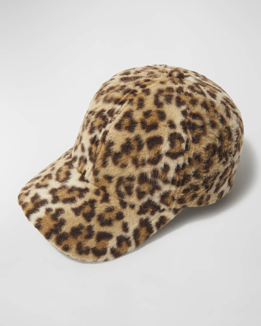 Lele Sadoughi Leopard Print Fleece Baseball Cap | Neiman Marcus