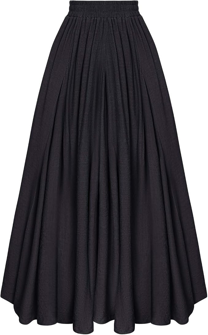 Scarlet Darkness Maxi Skirts for Women Long Flowy Boho Renaissance Skirt with Pockets | Amazon (US)