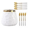 Tregoer Coffee Spoon & Dessert Fork Set,Ceramic Jar with 4 Forks and 4 Spoons for Coffee,Tea,Ice ... | Amazon (US)