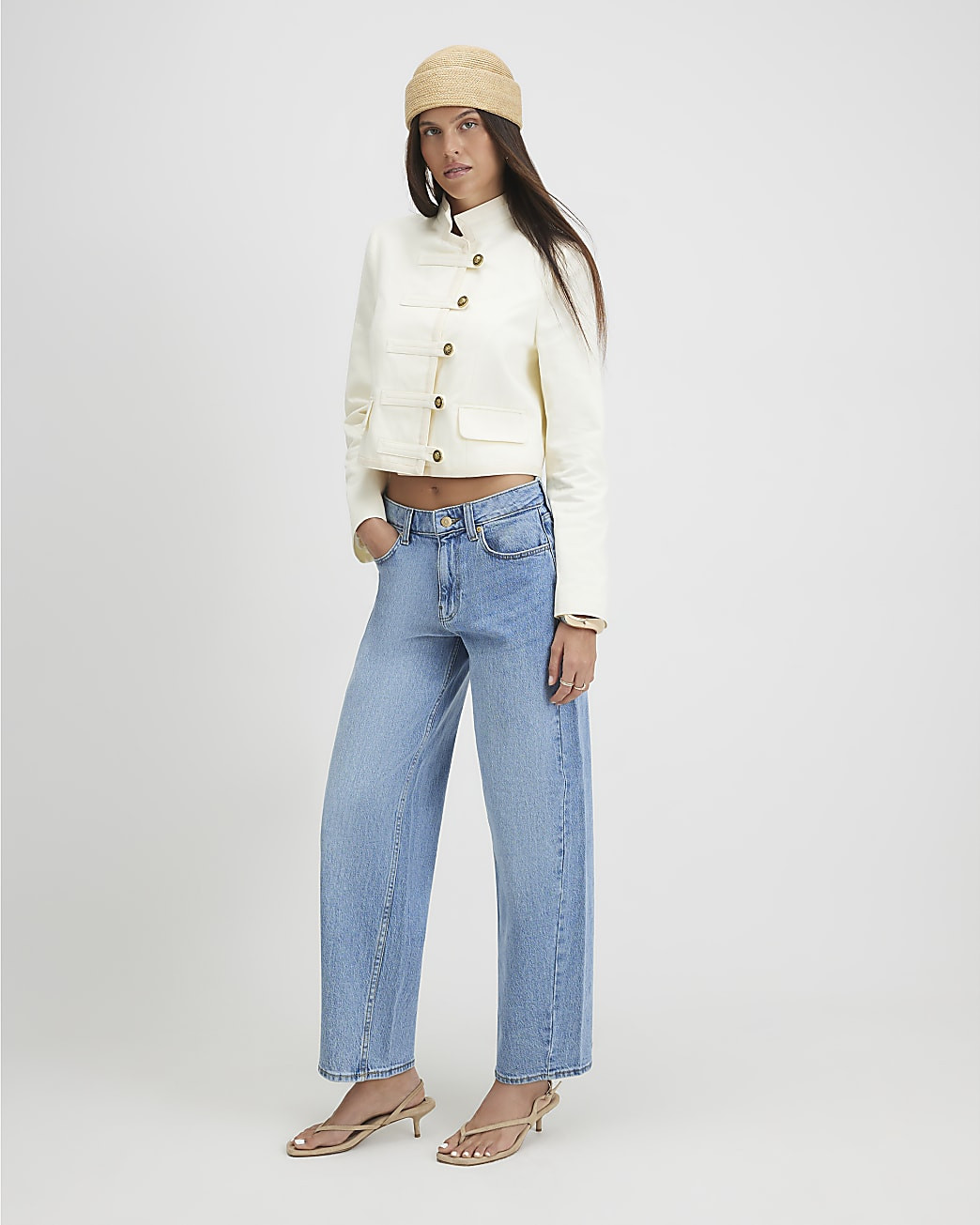Blue Classic Barrel Leg Jeans | River Island UK & IE
