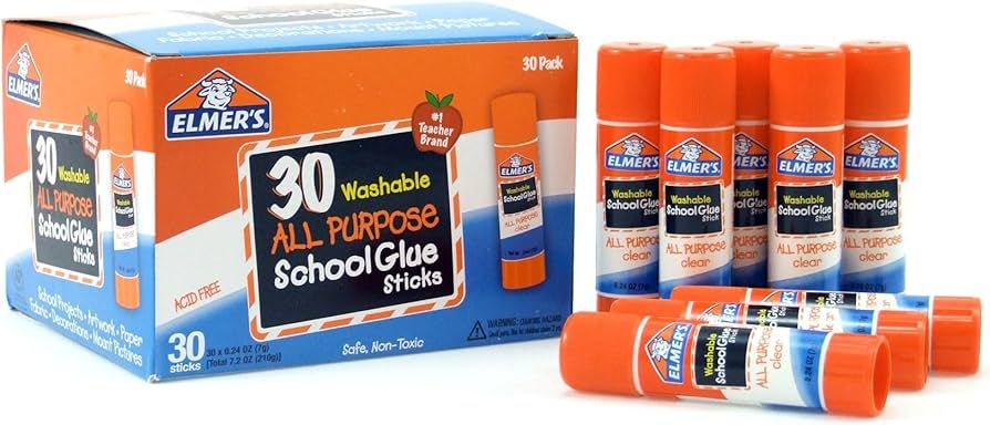 Elmer's All Purpose School Glue Sticks, Washable, 7 Gram (0.24 Ounce) Glue Sticks, 30 Count | Amazon (US)