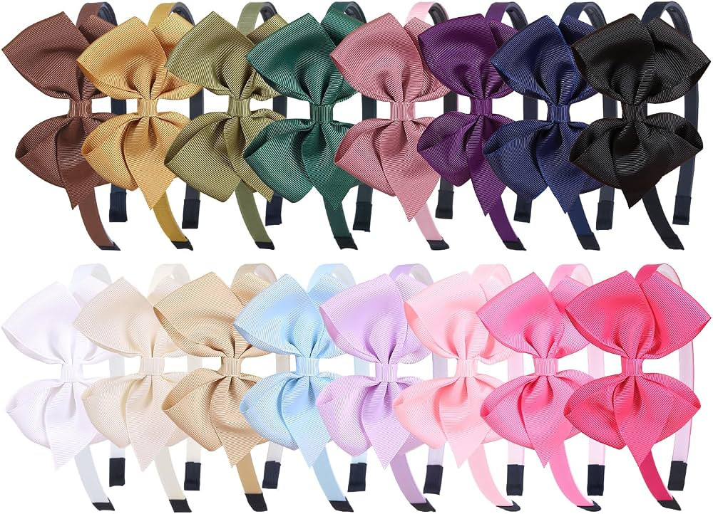 XIMA 16 Pcs Headband with Bow for Toddlers Teens,School Hair Accessories | Amazon (US)