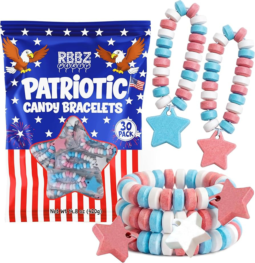 Patriotic Candy Bracelets \u2013 30 Count Bulk Value Pack, Individually Wrapped Suckers \u2013 Re... | Amazon (US)
