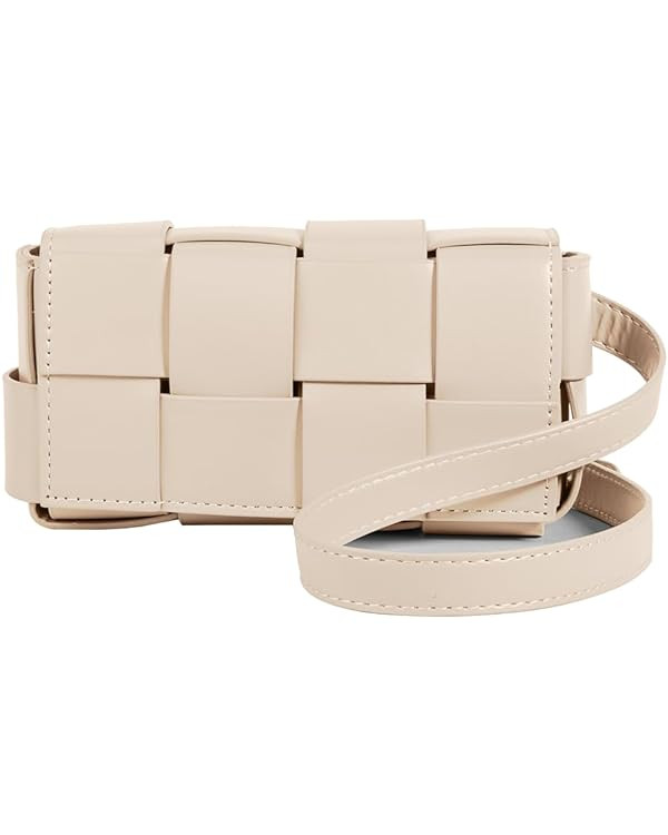 Mini Woven Purse Crossbody, Women's PU Leather Woven Small Square Bag, Fashion Waist Bag Converti... | Amazon (US)