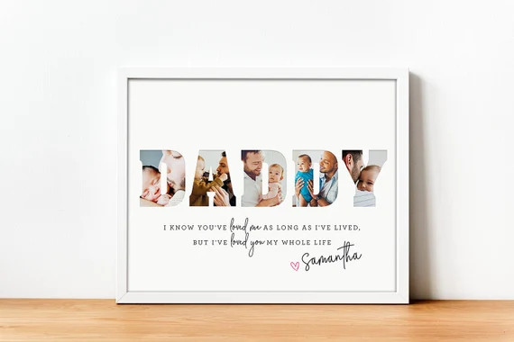 Daddy Photo Collage Custom Canvas Sign Framed Personalized Daddy Gift Fathers Day Gift Birthday P... | Etsy (US)
