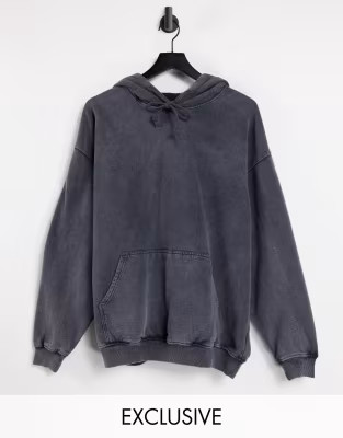 Reclaimed Vintage inspired oversized hoodie in overdye charcoal | ASOS (Global)