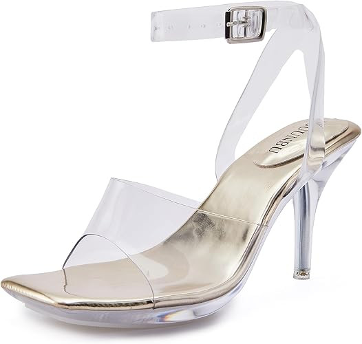 NBUUNBU Tacones transparentes para mujer, sexy, con correas de tobillo transparentes, zapatos de ... | Amazon (US)