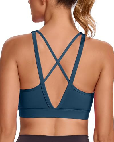 RUNNING GIRL High Impact Sports Bras for Women, High Support Running Dark Blue Sports Bra Strappy Sports Bras (3060 Dark Blue S) | Amazon (US)