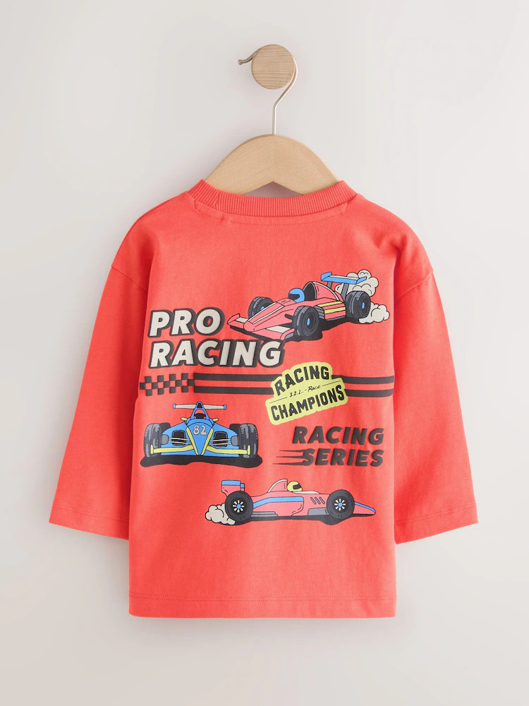 Red Racing Car Long Sleeve Back Graphic T-Shirt (3mths-7yrs) | Next US