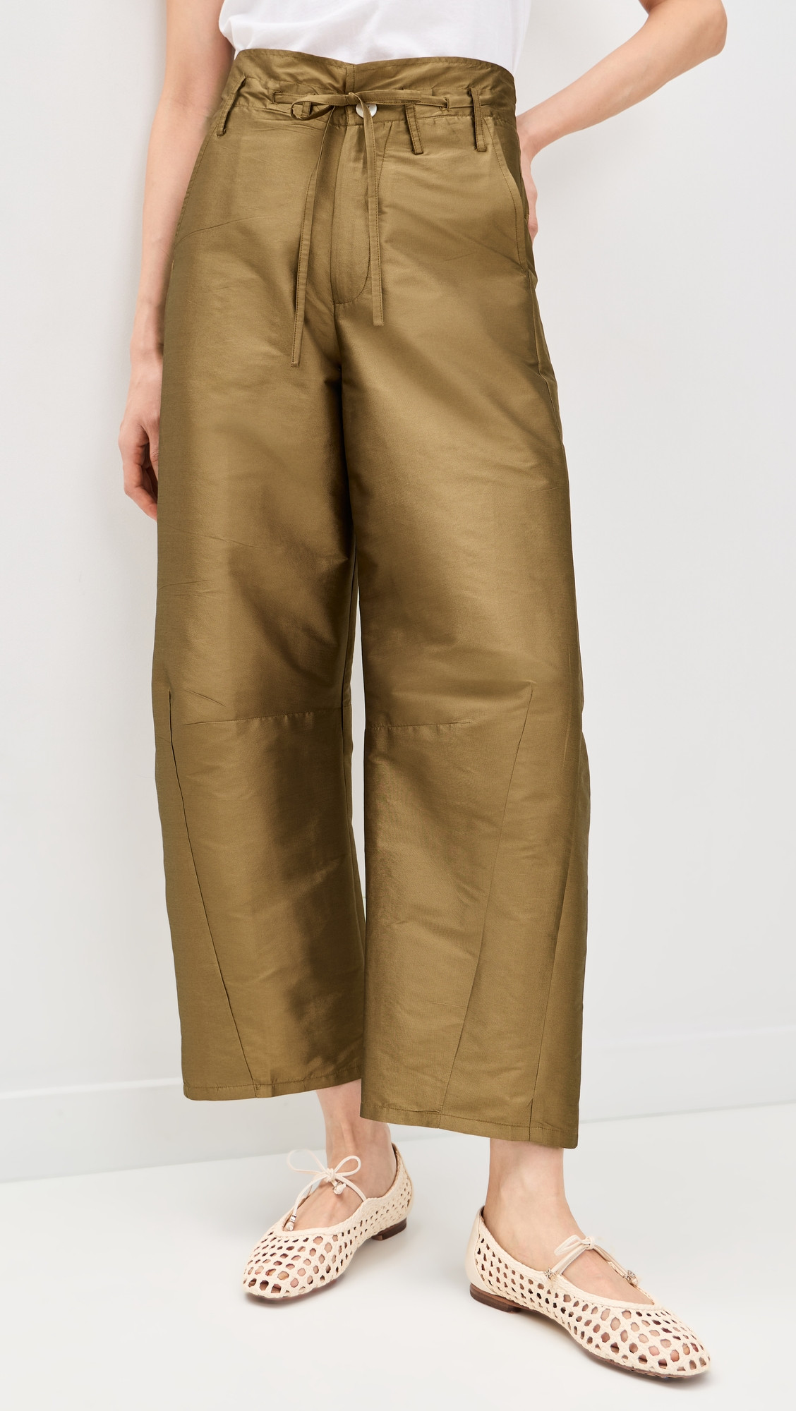 Chan Luu Techno Taffeta Barrel Pants Sage 3 | Shopbop
