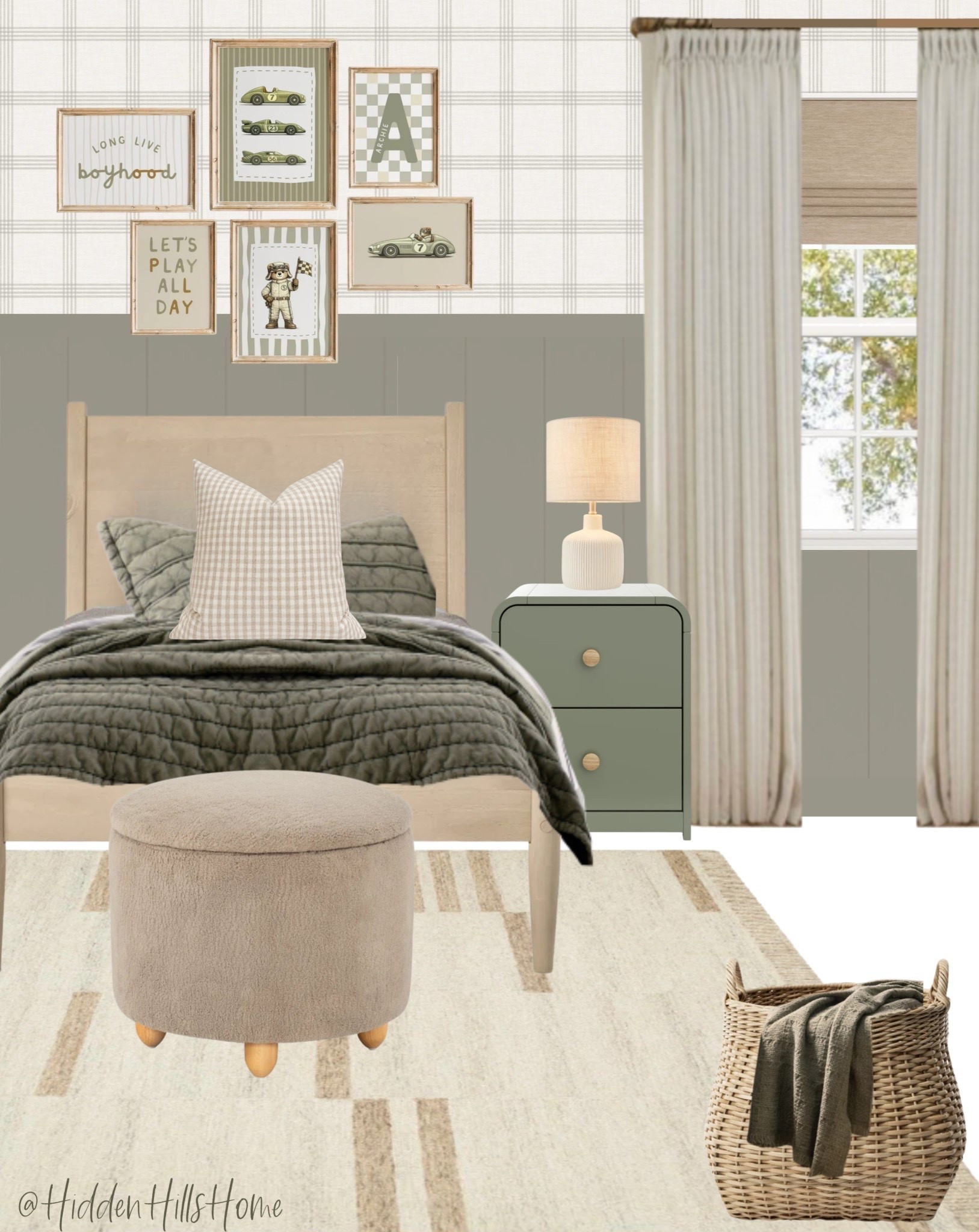 Boys bedroom decor mood board, kids room decor, green boys room design, home decor, twin bed, nightstands, bedroom rug #bedroom

#LTKHome #LTKSaleAlert #LTKKids