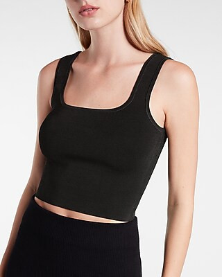 Body Contour Cross Back Cropped Sweater Tank | Express