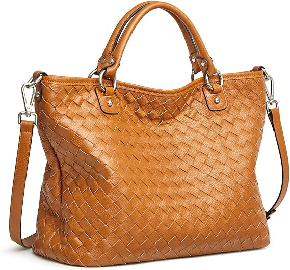 Kattee Woven Bag for Women, Leather Tote Bag Large Handbag and Purse Retro Handmade Shoulder Bag | Amazon (US)
