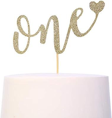 Cake Topper For 1st Birthday - Smash Cake Topper, Birthday Cake For Photo Booth Props, Glitter Ca... | Amazon (US)