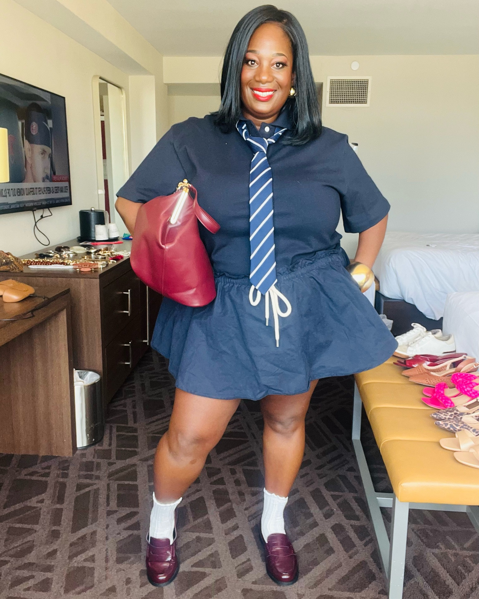 @Target We gon’ take a little something from those boys this fall…and give ’em a reason to want it back💅🏾😌🔥

A little menswear (y’all know a love a lil’ men’s dept find and I had to have that tie! 🤭) 
A little prep. A whole lotta sassy you, boo!

I am wearing the size L in the KBB Boyfriend Polo and size XL in the Blake Mini skirt.

Size deets - I am 5’5 | 257lbs | 38J bra | size 17/18

Link🔗

https://liketk.it/6m41U

#LTKgrwm #LTKOver40 #LTKPlusSize