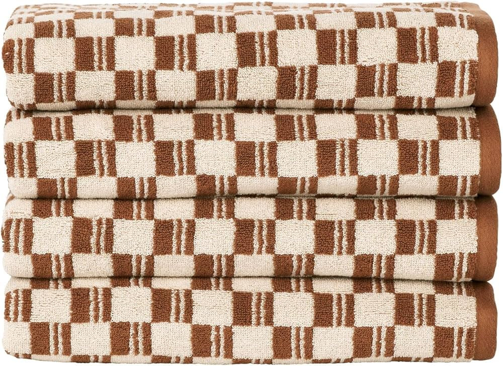 Nate Home mDesign by Nate Berkus 100% Cotton Jacquard 4-Piece Bath Towel Set | Soft and Absorbent... | Amazon (US)