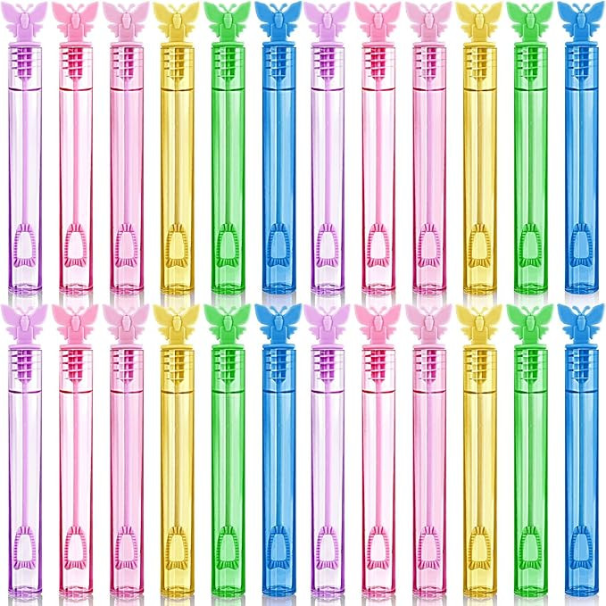 48 Pcs Butterfly Party Favors Butterfly Bubble Wands, 6 Colors Mini Bubble Wands Neon Bubble Butt... | Amazon (US)
