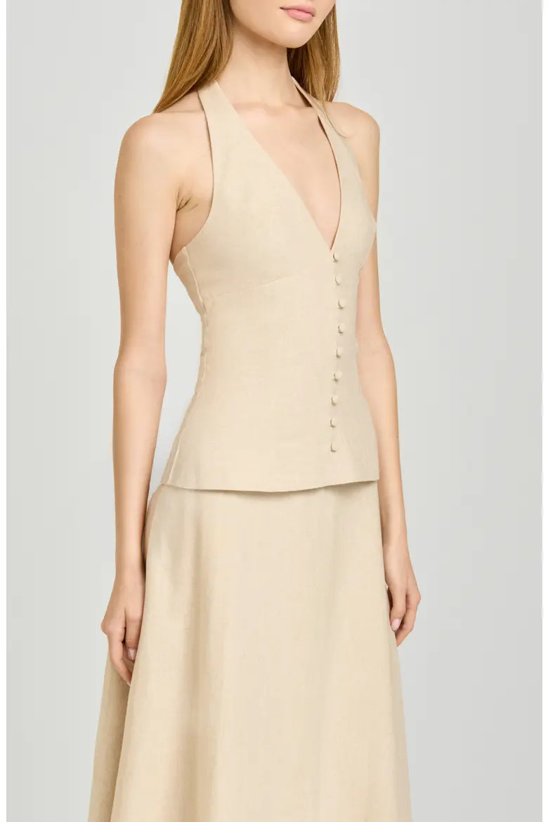 x Hannah Lovey Porter Capri Halter Neck Linen Blend Top (Nordstrom Exclusive) (Women) | Nordstrom | Nordstrom