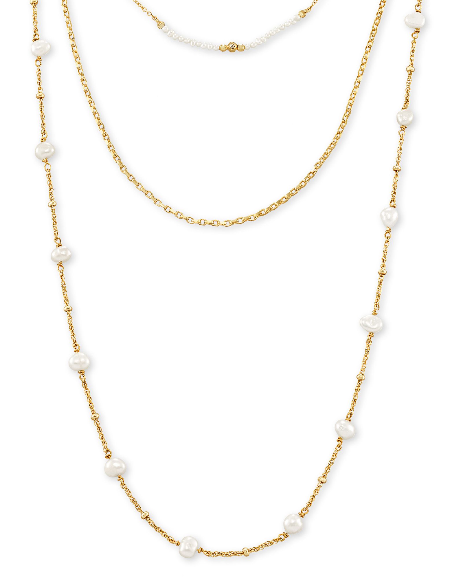 Scarlet Gold Multi Strand Necklace in White Pearl | Kendra Scott