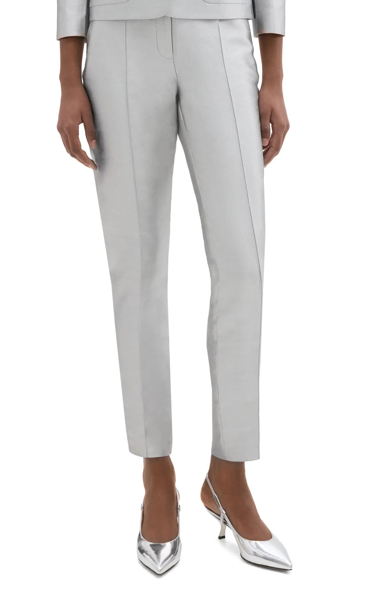 Theory Shan Slim Silk Ankle Tapered Pants | Nordstrom | Nordstrom