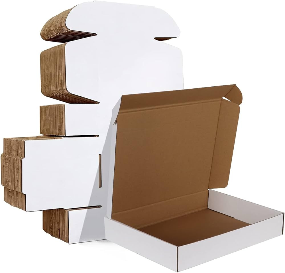 HORLIMER 12x9x2 inches Shipping Boxes Set of 25, White Corrugated Cardboard Box Literature Mailer | Amazon (US)