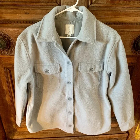 Joie Baby Blue Textured Oversized Boyfriend Shacket Size M | Poshmark