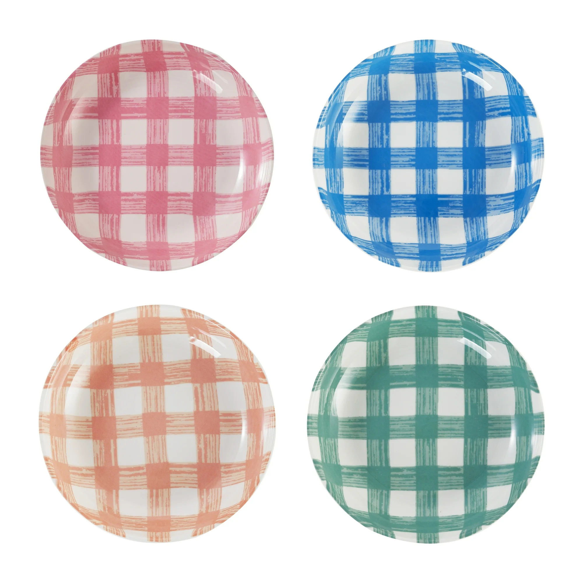 Way to Celebrate Ceramic Easter Dinner Bowls with Checkers, Mixed Colors, Set of 4 | Walmart (US)