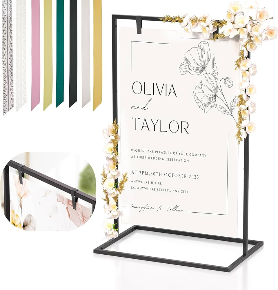 Wedding Welcome Sign Stand, 50”x30”x 20” Heavy Duty Easel Stand for Sign with 8 Pair Satin ... | Amazon (US)