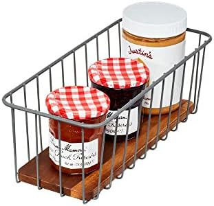 iDesign The Ría Safford Collection Pantry Wire Basket with Acacia Wood, 14" x 6" x 5" | Amazon (US)
