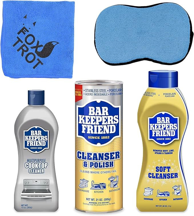 BAR KEEPERS FRIEND Cleanser Trio - Mega Bundle (21 Oz Cleanser and Polish Powder | 26 Oz Liquid S... | Amazon (US)