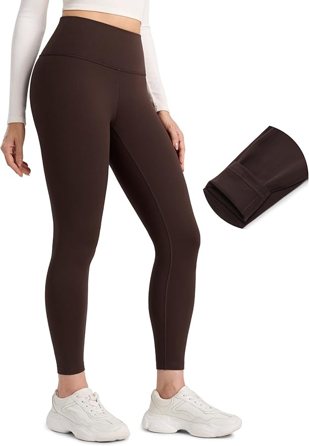 CRZ YOGA Womens Fleece Lined Leggings 25" - Matte Thermal Winter Warm Thick Yoga Pants High Waist... | Amazon (UK)