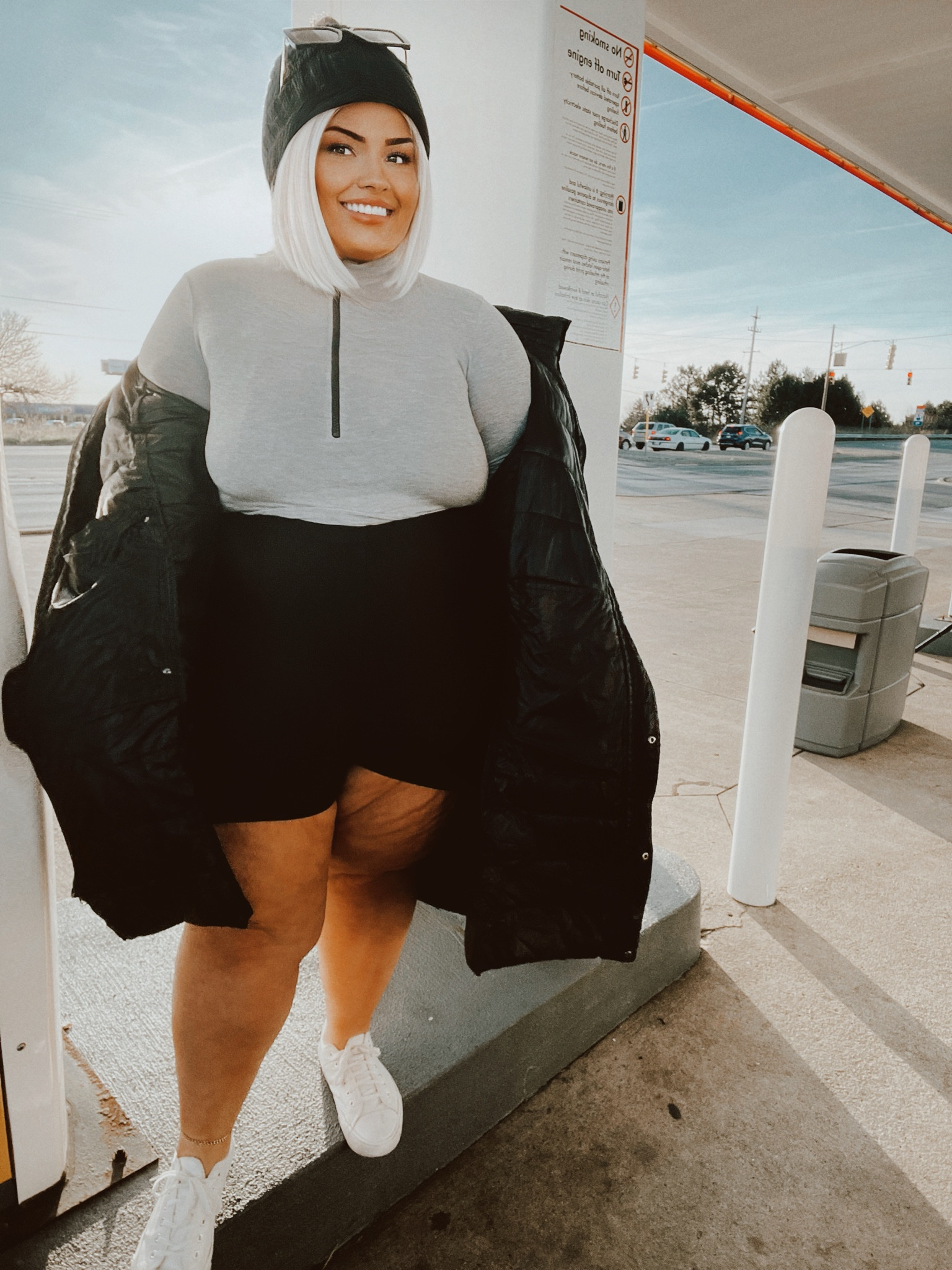 A quick fashion shoot at the station of gas. Love wearing beanies this season if you couldn’t tell ★ also love pairing shorts and skirts with long trench coats! But beware legs will be cold 😅

#LTKCyberweek #LTKcurves #LTKunder100