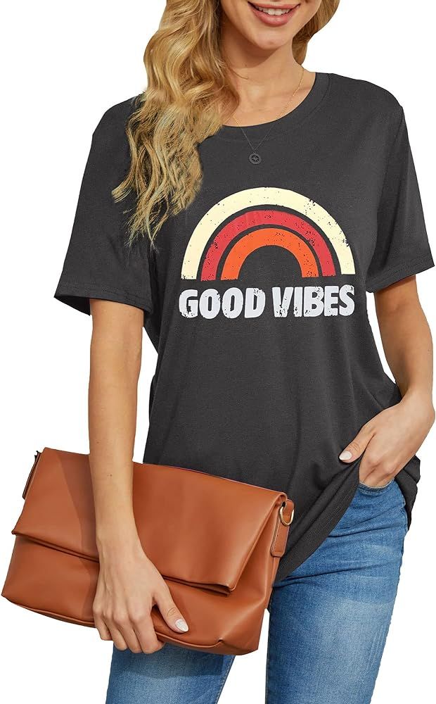 Hellopopgo Women's T Shirts Casual Tops V Neck Tshirts Short Sleeve Shirts | Amazon (US)
