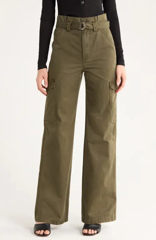 Veronica Beard Damara Belted Wide Leg Cargo Pants in Cypress at Nordstrom, Size 29 | Nordstrom