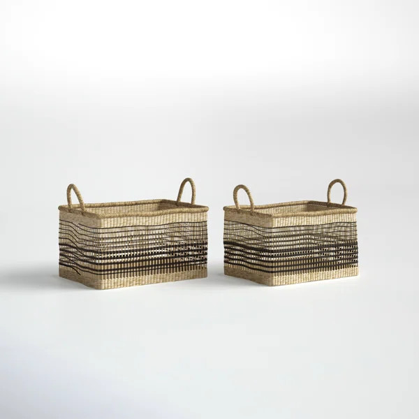 Yoxall Coastal Seagrass Basket With Handles | Wayfair North America