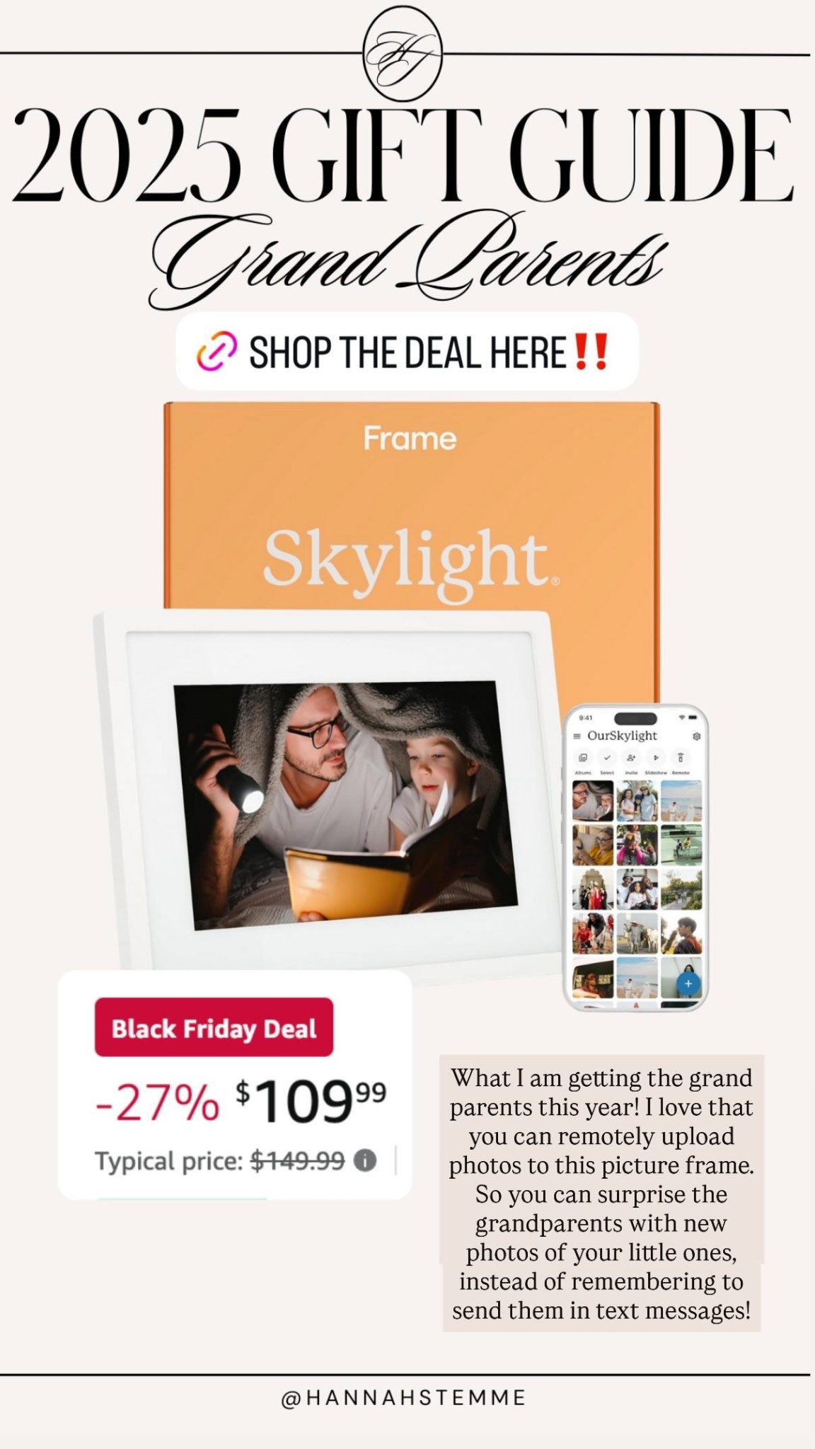 What I am getting the grand parents this year! I love that you can remotely upload photos to this picture frame. So you can surprise the grandparents with new photos of your little ones, instead of remembering to send them in text messages!